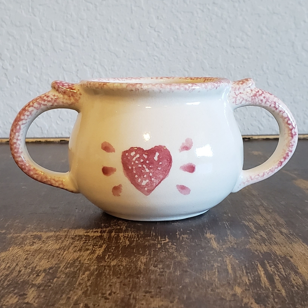 Vintage Loomco China Pink Heart Spongeware Sugar